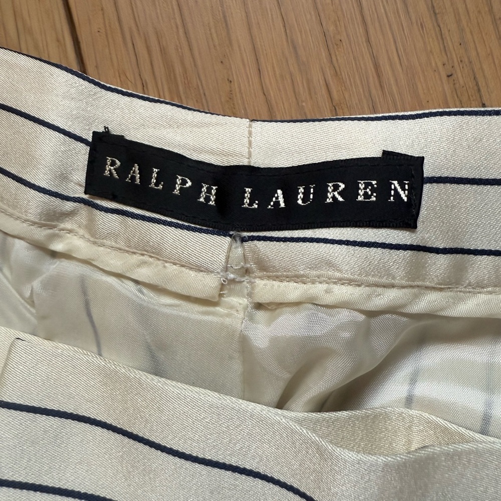 Vintage Lauren Black Label silk white blue striped pants
